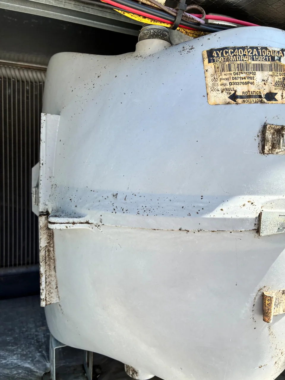 HVAC blower housing before microbial treatment